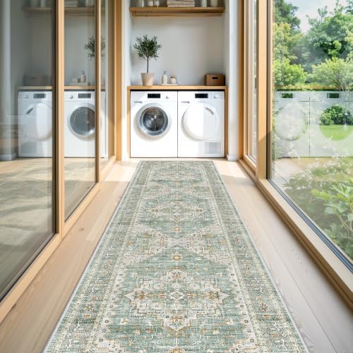 Runner Rug 2x5 Washable Runners for Hallways, Kitchen Runner Entryway Green - Image 6