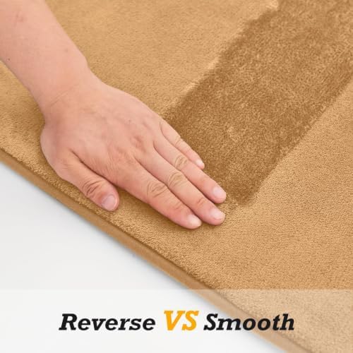 HUXMEYSON Bathroom Rugs Sets 3 Piece, Non-Slip & Quick Dry Bath Mat Set, Ultra Soft Velvet Bath Rugs for Bathroom, Toilet and Shower Floor, Khaki - Image 3