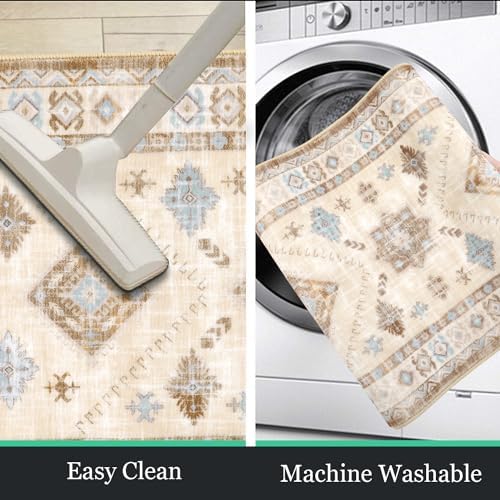 HEBE Boho Kitchen Rugs Set of 3, Non Slip Washable Kitchen Mats for Floor - Image 5