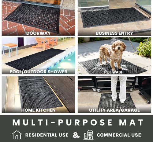 Uniboho Commercial Heavy Duty Rubber Floor Mat for Outside Non Slip 20 x 31 - Image 4