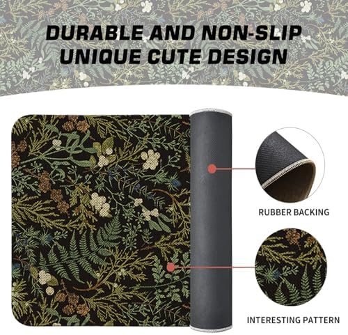 Vintage Black and Green Botanical Kitchen Rugs Sets of 2 Non Slip Washable, Fern and Leaves Kitchen Mats for Floor 2 Piece Home Decor - Image 5