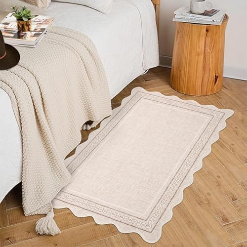 GarveeHome Scalloped Door Mat Indoor Entrance 2x3 Rug Washable, Beige by GarveeHome