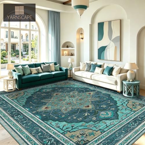 YARNSCAPE 8' x 10' Machine Washable Area Rug, Non-Slip Low-Pile Carpet - Image 2