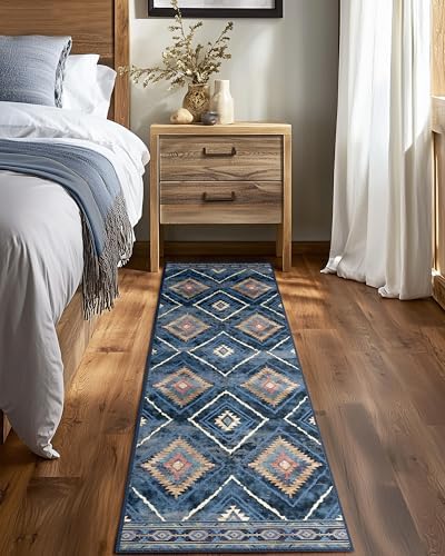 BESTSWEETIE 2'x6' Washable Area Rug for Living Room Runner Darkblue - Image 6