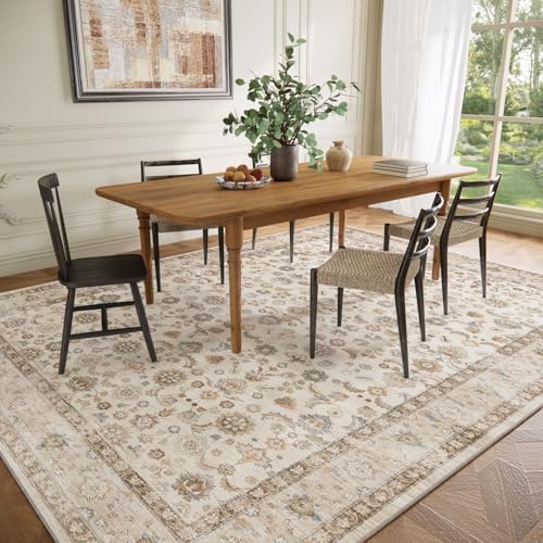 10x14 Area Rug Washable Rugs: Large Living Room Rug Stain Resistant Non Slip Distressed Vintage Low Pile Soft Carpet Rugs for Bedroom Farmhouse Dining Room Kids Playroom Nursery - Image 5
