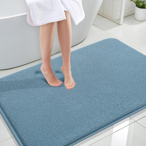 OLANLY Memory Foam Large Bathroom Rugs 44x32, Absorbent Bath Mat, Airy Blue by OLANLY