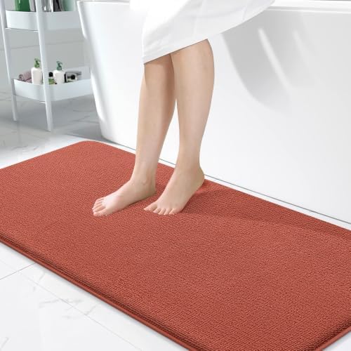 OLANLY Memory Foam Bathroom Runner Rugs 47x24, Long Mats, Rustic Terracotta by OLANLY