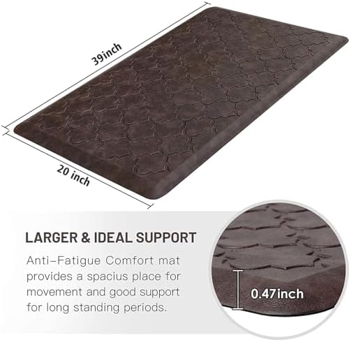 WISELIFE Kitchen Mat Cushioned Anti Fatigue Floor Mat, 20"x39", Brown - Image 2