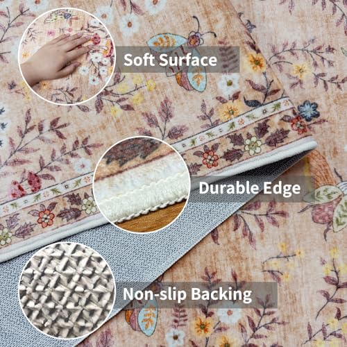 5x12 Rugs for Wide Hallway Thin Washable Runner Rug Apricot - Image 5