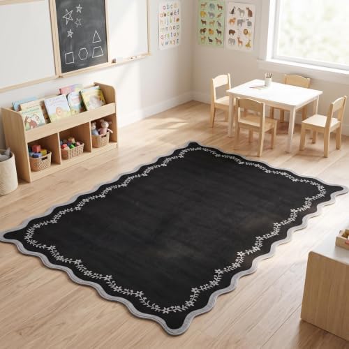 GarveeHome 3x5 Scalloped Washable Area Rug Non Slip Bedroom Entryway Rug - Image 3