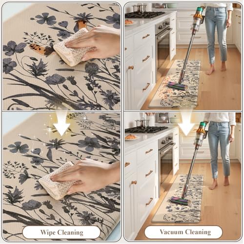 KIMODE Anti Fatigue Kitchen Mats for Floor,Farmhouse Kitchen Rugs Sets of 2 - Image 5