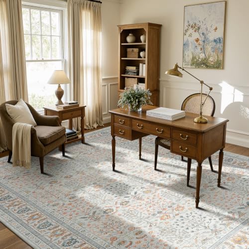 Lofus 9x12 Washable Area Rug for Living Room, Non-Slip Beige Boho Carpet - Image 6