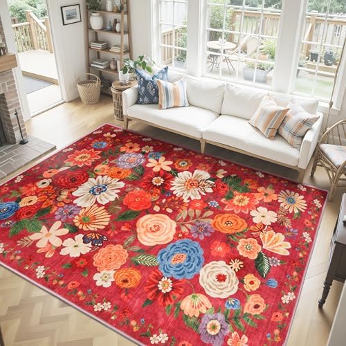 Floral Area Rug 8x10 for Living Room Bedroom by WelcometoBabovid