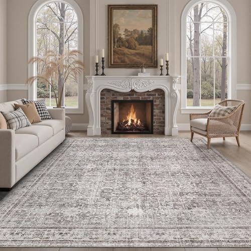 DCX Gray 5x7 Rug, Kid & Pet Friendly with Rubber Back Non Slip, Machine Washable Stain Resistant Vintage Traditional Distressed Carpet, Rug for Living Room, Bedroom, Home Decor - Image 2