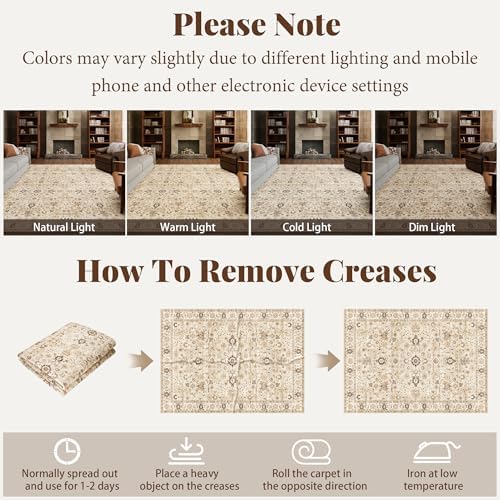 Machine Washable Rugs for Living Room: 6x9 Area Rugs for Bedroom - Image 6