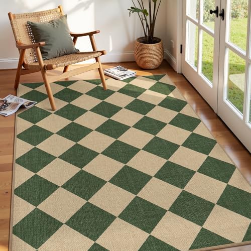 Lessymo Checkered 3x5 Outdoor Patio Rug, Washable Easy Jute for Entryway by Lessymo