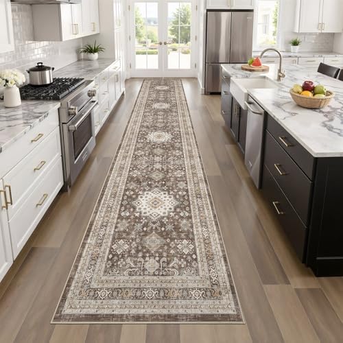 cotiled 2x8 Hallway Runner Rug for Entryway, Non-Slip Vintage, Dark Brown - Image 6