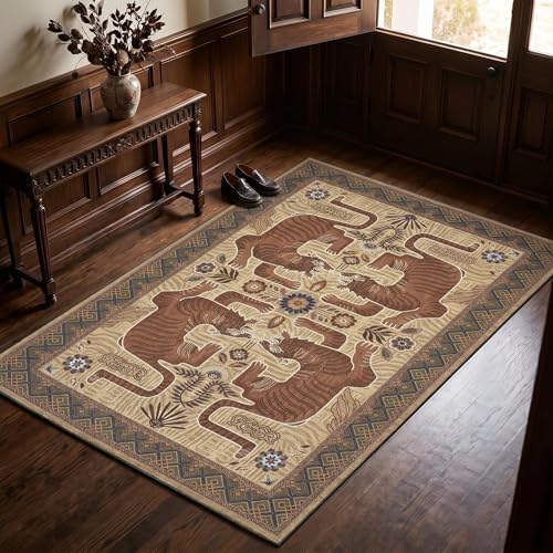GarveeHome 3x5 Tiger Washable Rug Entryway Boho Bedroom Non Slip Vintage by GarveeHome