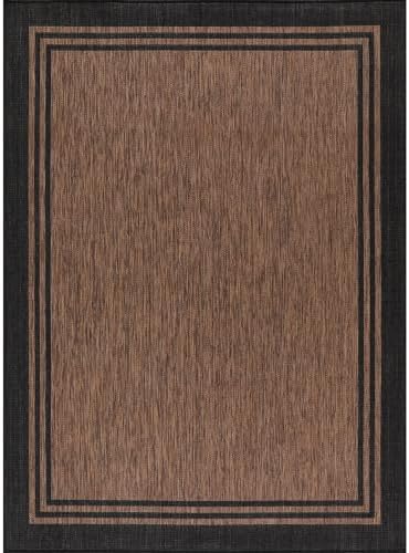 Luul Home Bordered Outdoor Rug 8x10 Washable Outside Carpet for Indoor Patio Porch Waterproof Easy Cleaning Non Shedding Area Rugs Nut Brown 8 x 10 - Image 3