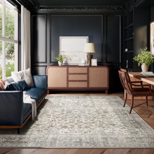 Machine Washable Rugs for Living Room: 6x9 Area Rugs for Bedroom Vintage Stain Resistant Non Slip Low Pile Soft Boho Carpet for Kitchen Dining Room Farmhouse Kids Room Nursery - Image 7