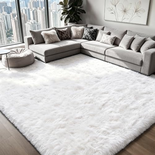 Shag Area Rugs for Bedroom Living Room,5X8 Ultra Soft White Fluffy Area Rugs for Dorm,Indoor Carpet Plush Rugs for Home Decor,White by Boshengya