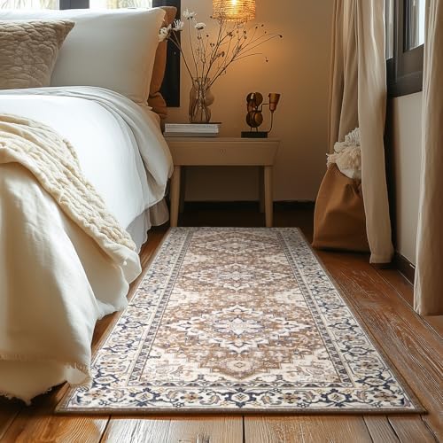 Lessymo Runner Rug 2.6 x 8 for Hallway, Washable Entryway Rugs Brown Beige - Image 3