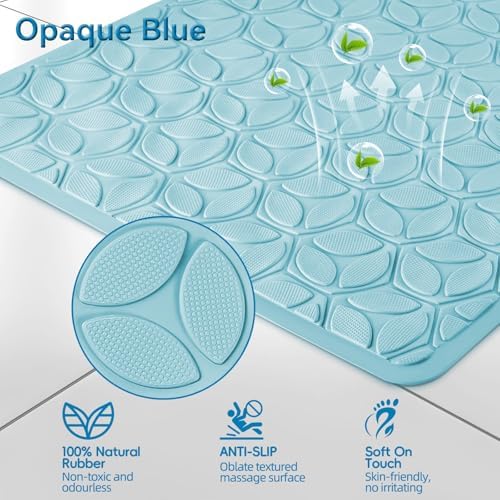 Non-Slip Rubber Bathtub Mat with Suction Cups, 17 × 35 Inch (Blue) - Image 2