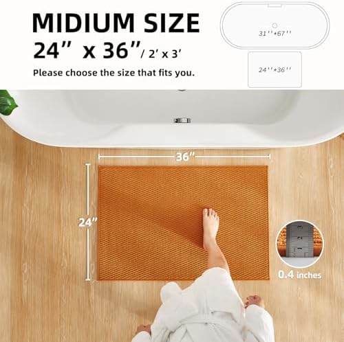 TYUU Bathroom Rugs Non Slip Washable, Super Absorbent Thin Bath Mat Quick Dry Low Pile Bathroom Rug, Orange 24"x36" - Image 2