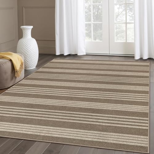 Lahome Striped Easy Jute Outdoor Rug 5x7, Living Room Area Rugs Washable by Lahome