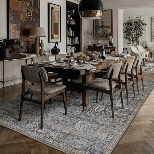 HUGEAR Area Rugs 5x7 Navy Blue Vintage Rug for Living Room - Image 2
