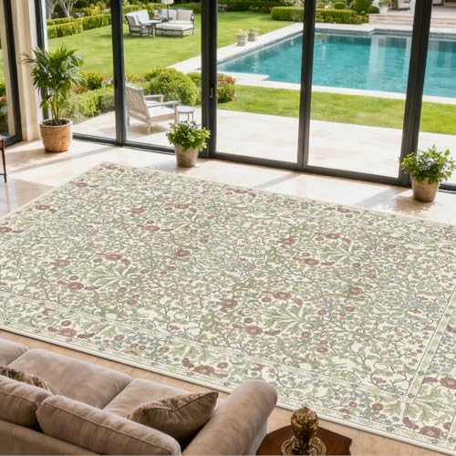 10x14 Area Rug for Living Room Washable Carpet (Light Green) - Image 3