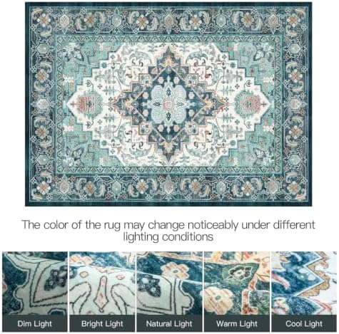 Lofus 8x10 Area Rugs for Living Room, Soft Boho Carpet Floral Green Beige - Image 6