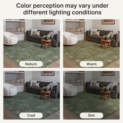 Bavni 2x10 Kitchen Runner Rug, Washable Non Slip, Forest Green - Image 6