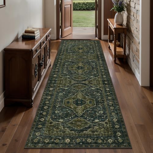 Tangsoo 2.6x8 Washable Runner Rug for Hallways, Non Slip Vintage Runner Rug by Tangsoo