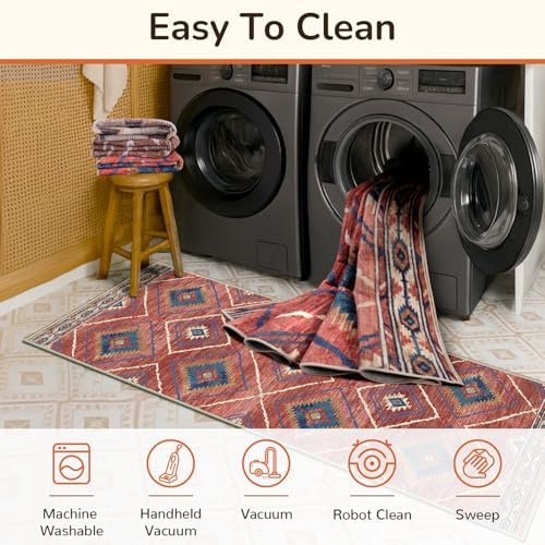 BESTSWEETIE 10'x12' Washable Area Rug for Living Room Bedroom Red/Orange - Image 4