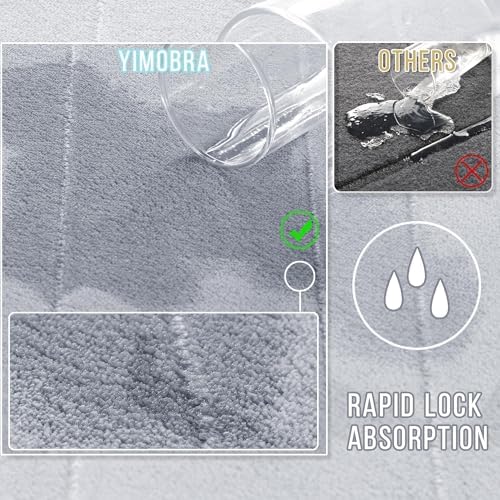 Yimobra Bathroom Runner 60"x24", Non Slip Memory Foam Bath Mat, Super Soft Water Absorbent Hallway Carpet, Machine Washable Rug for Vanity Tub Shower, Silver - Image 4