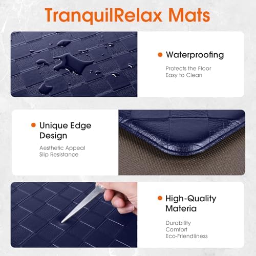 TranquilRelax Kitchen Mats, Cushioned Mats with Extra-Long Runner, Blue - Image 3