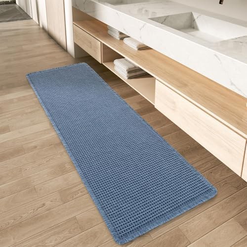 Upgraded Waffle Bath Mat Runner Absorbent Non Slip Bathroom Mat, 2' x 6' by AMOAMI