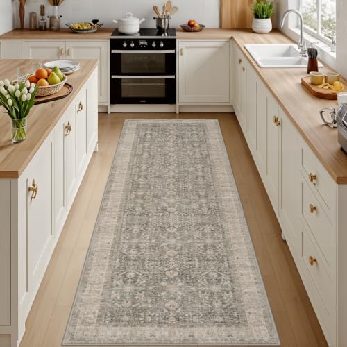 2x8 Hallway Washable Runner Rug:Neutral Kitchen Carpet Warm Taupe by Luxturiy