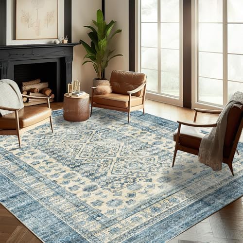 CHAMPLANT Washable Area Rug 10'x14' Boho Design Non-Shedding Easy Care Ideal for High Traffic Areas in Living Room Bedroom Office Coffee Table Kitchen Large Carpet by CHAMPLANT