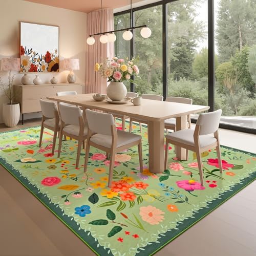 ISEAU 8x10 Area Rug for Living Room,Washable Rugs for Bedroom Dorm, Green - Image 4