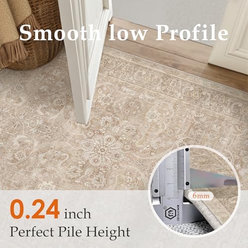 PureCozy Brown 2x6 Washable Runner Rug Kitchen Vintage Distressed Carpet - Image 3