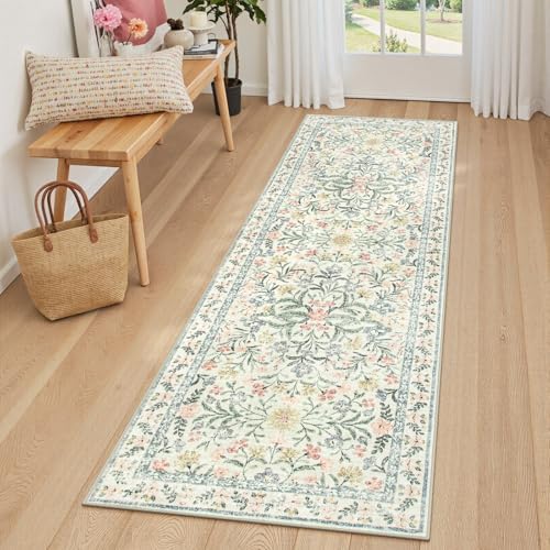 Lahome Washable Runner Rug 2x6, Beige Boho Bathroom Rugs Non Slip by Lahome