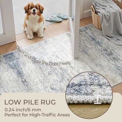 2'6 x 8' Runner Rug Non Slip,Washable Kitchen Rugs,Blue - Image 6
