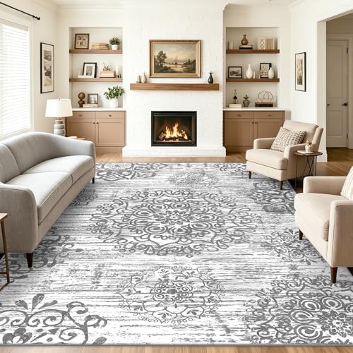 HEBE Area Rug for Living Room 8'x10', Washable Non Slip Boho Bedroom Rug by HEBE