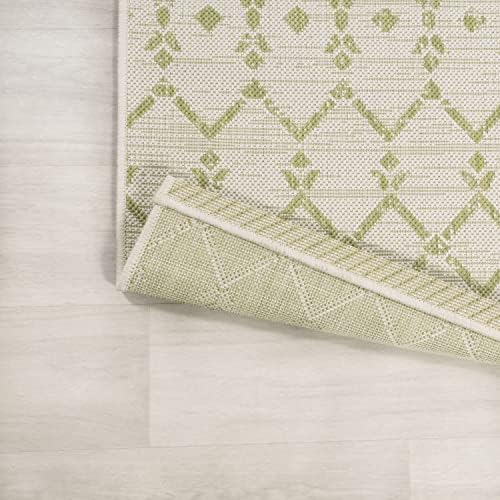 JONATHAN Y Moroccan Geometric Indoor Outdoor Runner Rug 2X10 Cream/Green, Ourika Textured Weave for Backyard, Patio, Porch, Easy-Cleaning, High Traffic, Pet-Friendly, Non-Shedding (SMB108M-210) - Image 6
