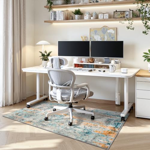 Entrance Rugs Indoor 2x4 Blue Entry Rug Washable Abstract Black Small Area Rug Non-Slip Low Pile Throw Rugs for Entryway, Kitchen Floor, Front Door Indoor Door Mat, Bathroom, Bedroom Bedside - Image 5