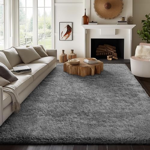 Ophanie 7x10 Area Rugs for Living Room,Upgrade Non-Slip Fluffy Soft Large Shag Bedroom Carpet,Grey Big Indoor Thick Rug,Gray Carpets for Boy and Girls Room Dorm Decor with Over 99 pcs Pile fibers - Image 6