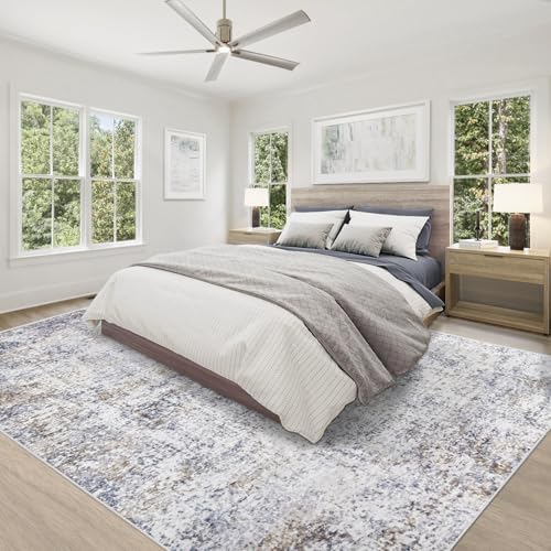 XLUEZ 8x10 Area Rugs for Living Room, Washable Modern Abstract Large Area Rug Neutral Soft Non Slip Kids Rug Stain Resistant Indoor Carpet for Bedroom Nursery Dining Room Playroom(Bluegrey, 8'x10') - Image 4