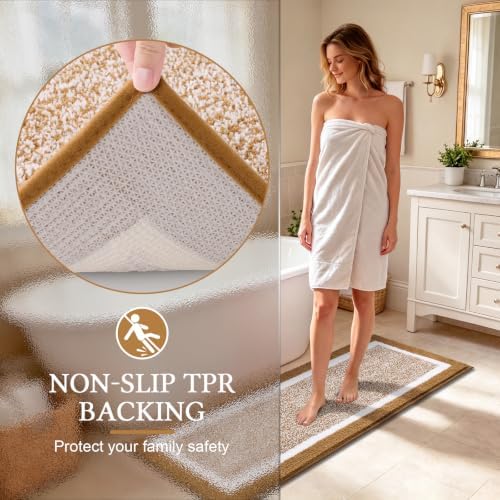 Pauwer Bathroom Rugs Sets 3 Piece, Non Slip Bath Mats for Bathroom, Mustard - Image 5